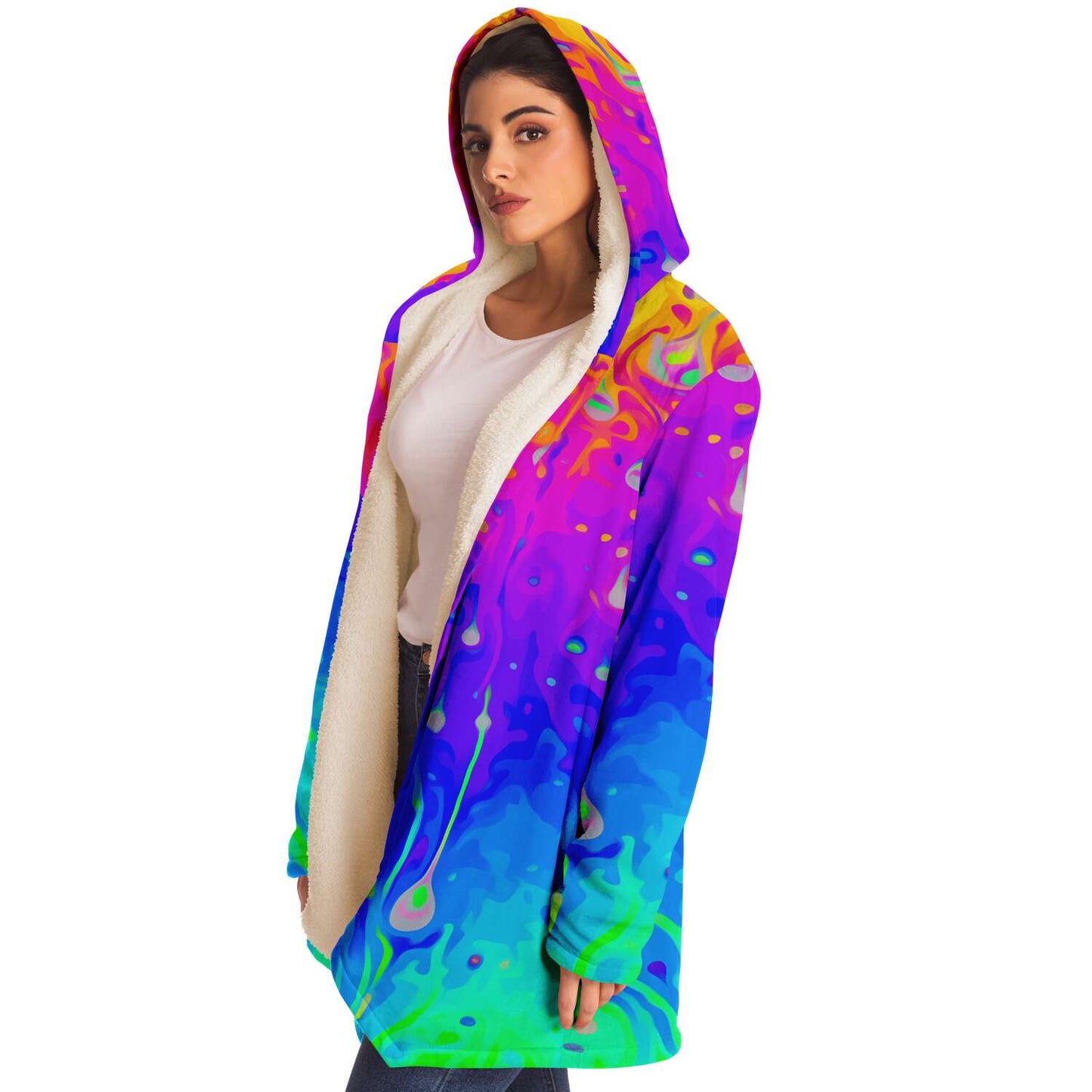 Rainbow acid trip hooded cloak