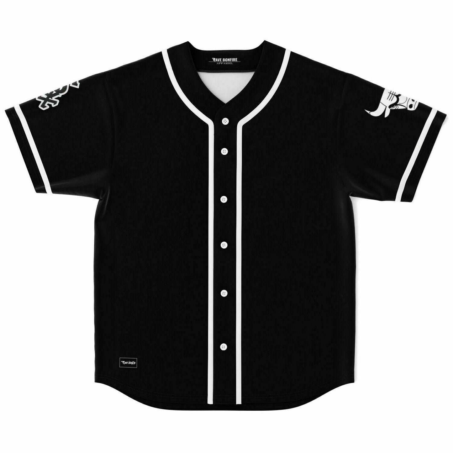 Black White Geometric Rave Baseball Jersey