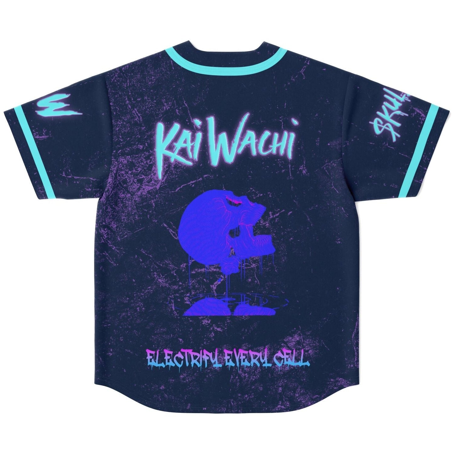 Kai Wachi Dark Navy Grunge Rave Baseball Jersey