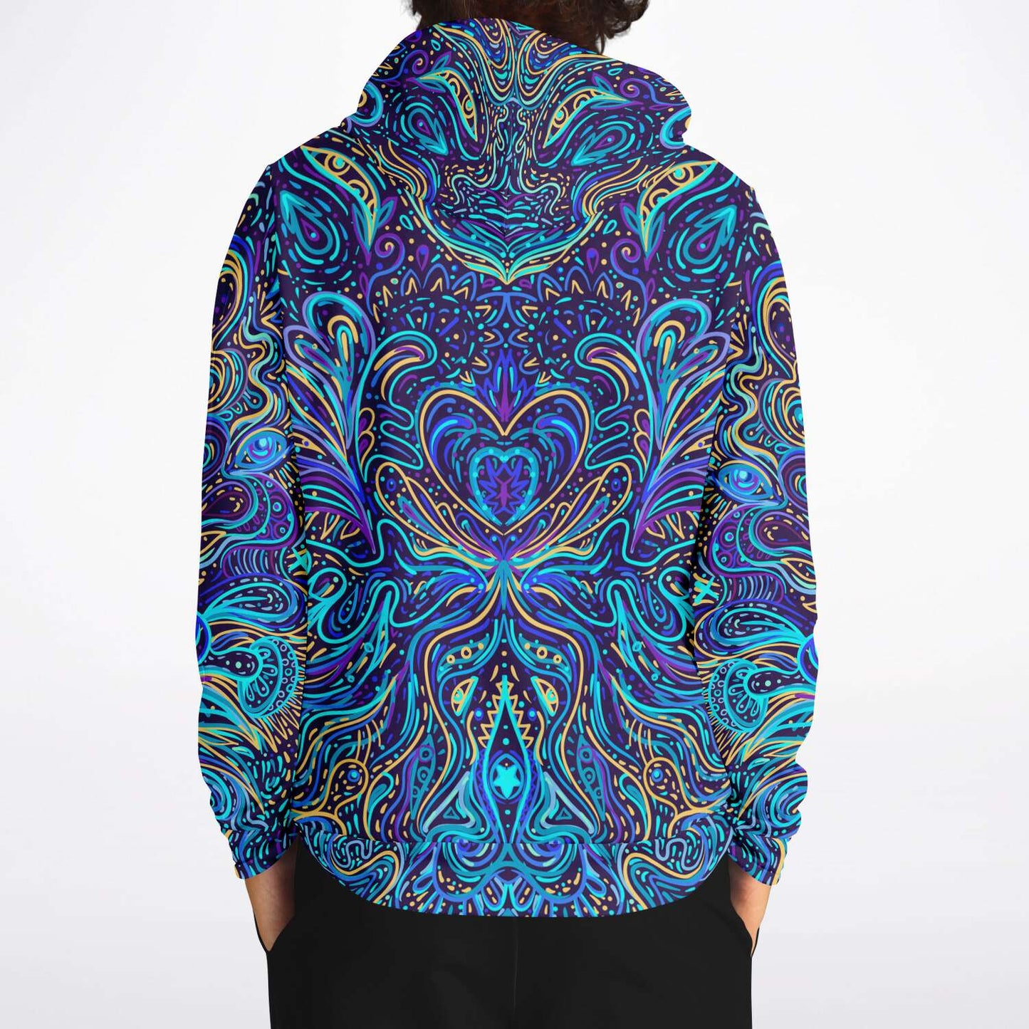 Indigo Psychedelic Doodle Heart Rave Hoodie