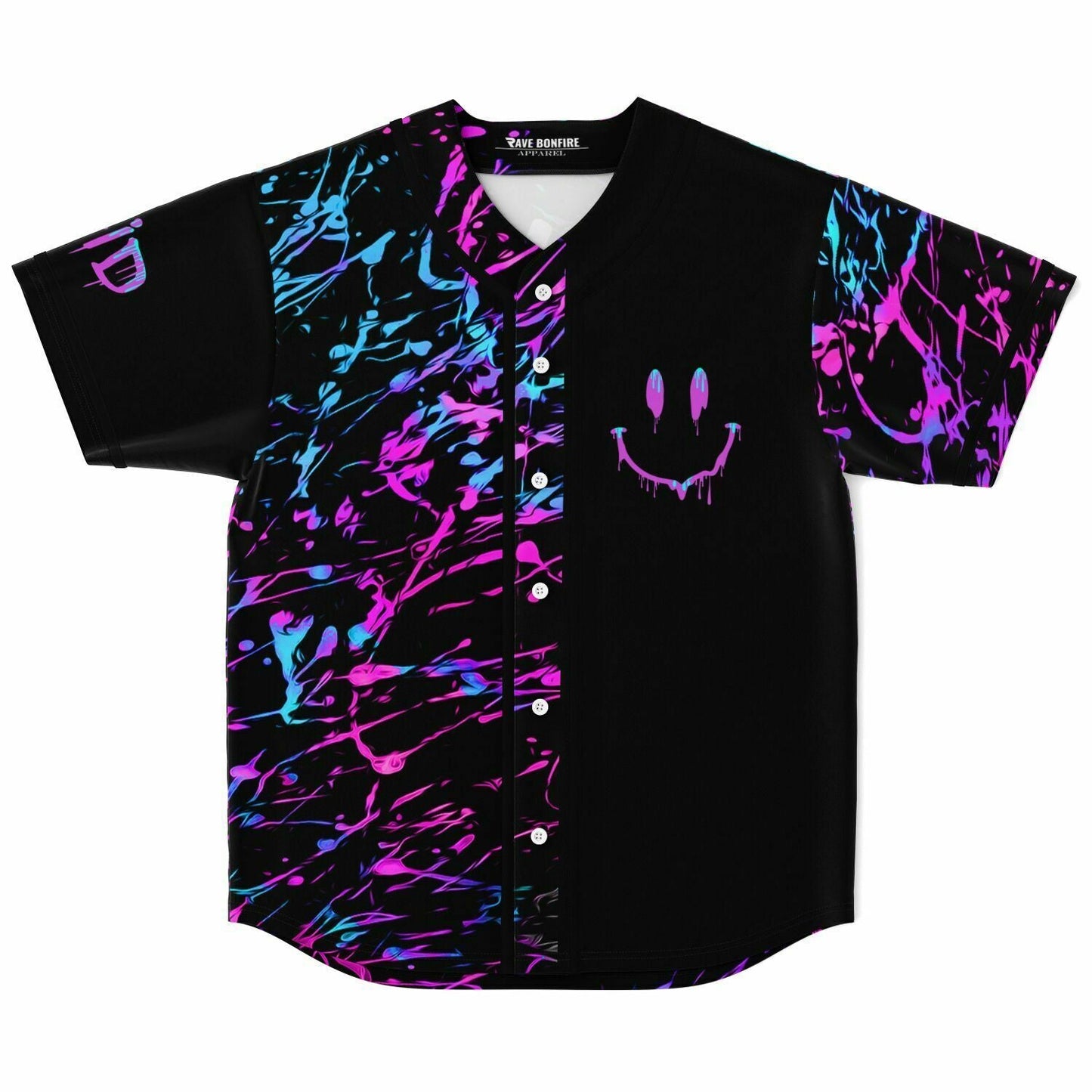 Black Splatter Rave Baseball Jersey