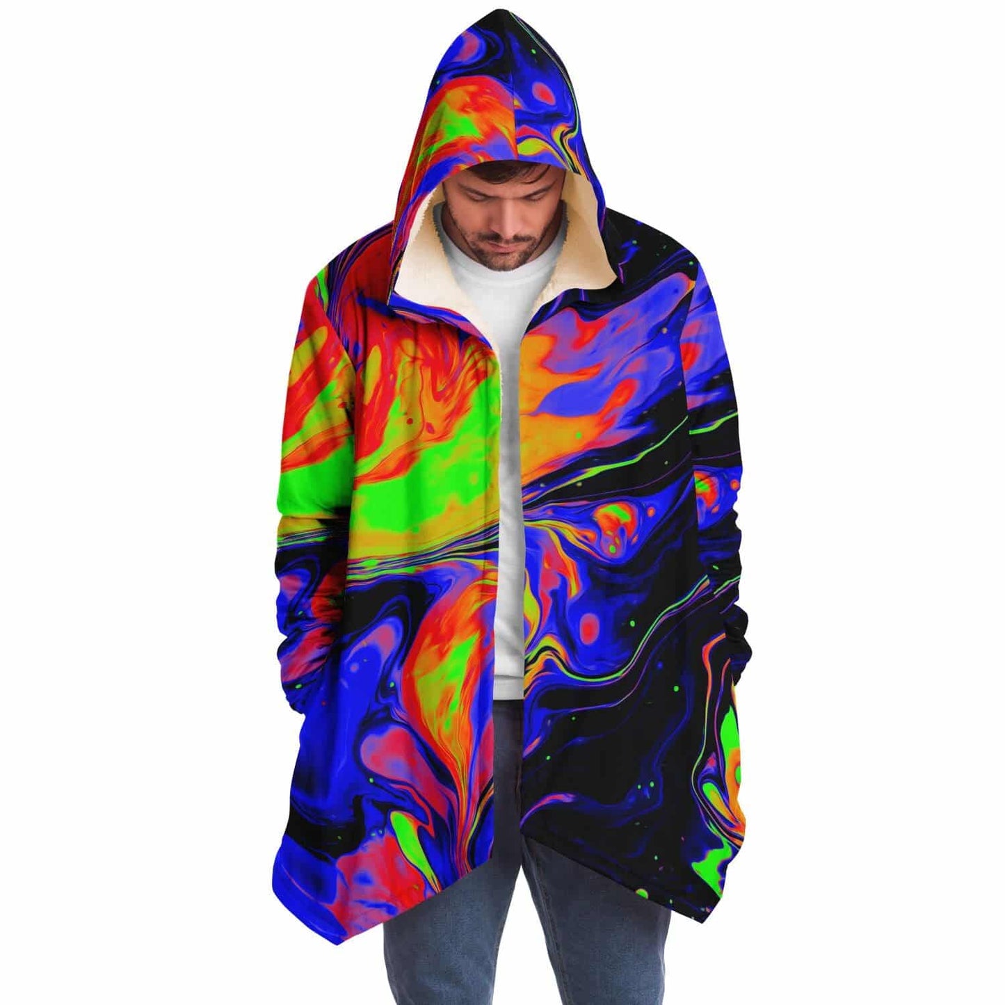 Electric Blue Liquid Paint Rave Cloak