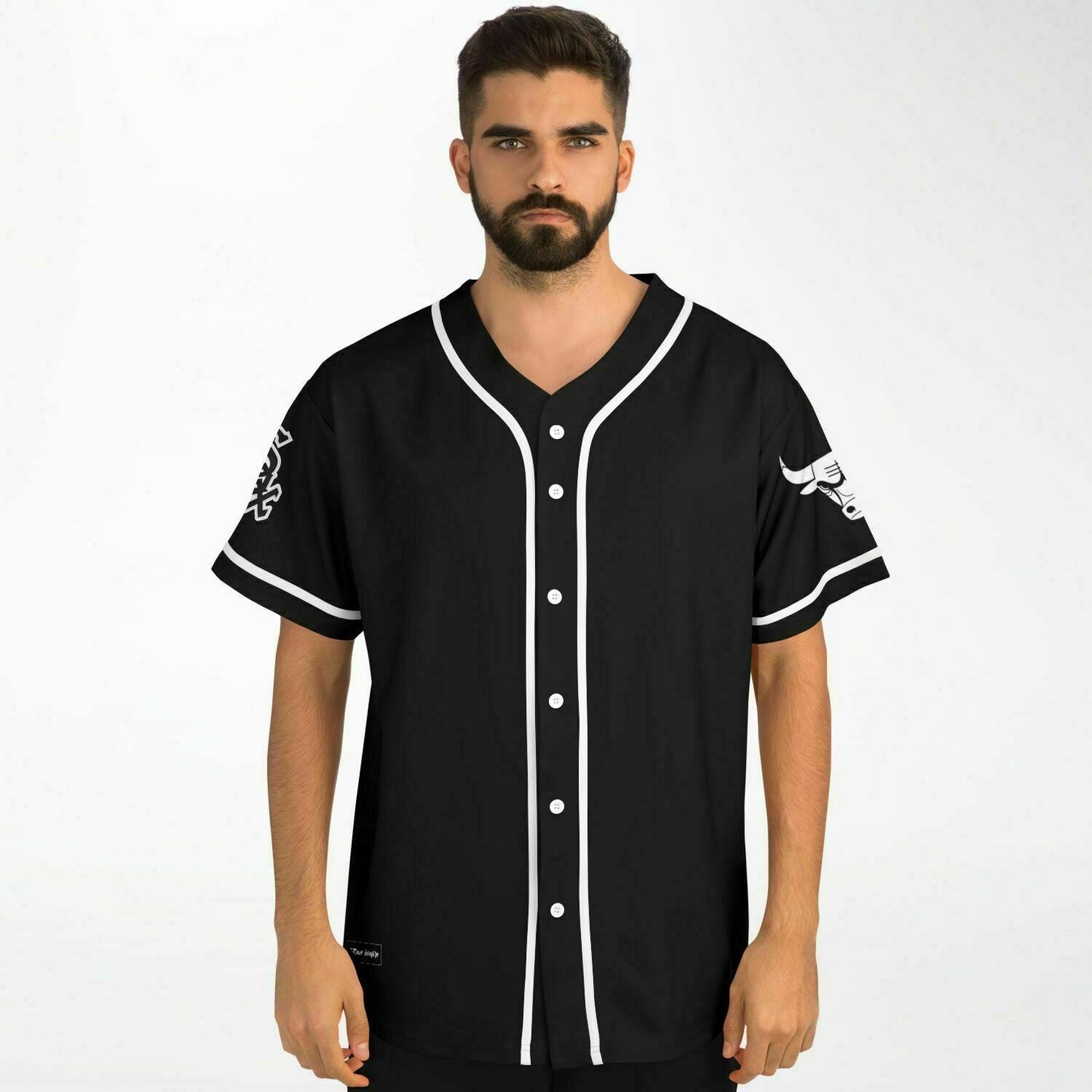 Black White Geometric Rave Baseball Jersey