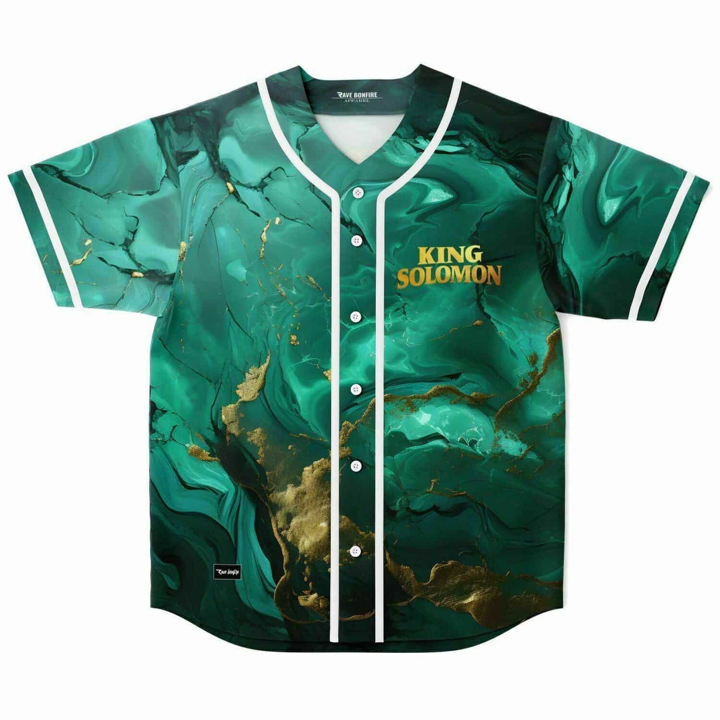 King Solomon Emerald Green Gold Liquid Rave Baseball Jersey