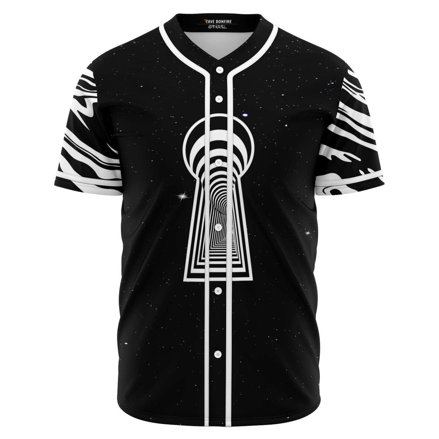 G Jones Black White Hypnotic Keyhole Rave Baseball Jersey