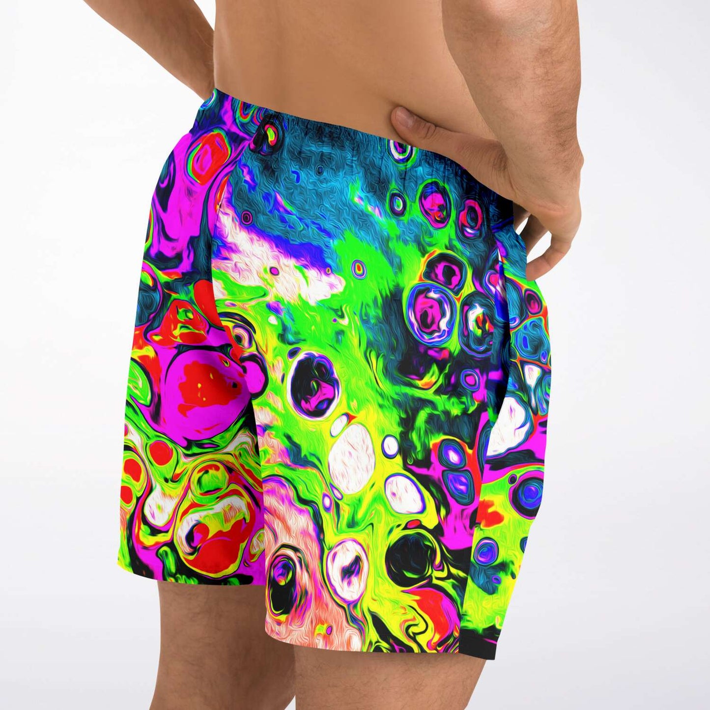 Bright Abstract Fluid Rave Swim Trunks