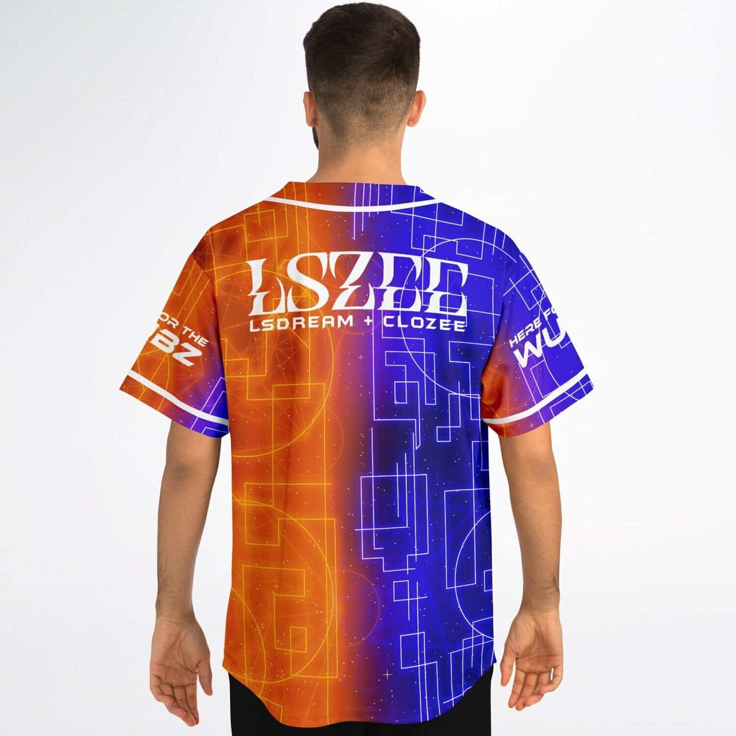 LSZEE Split Blue Geometric Circuit Rave Baseball Jersey