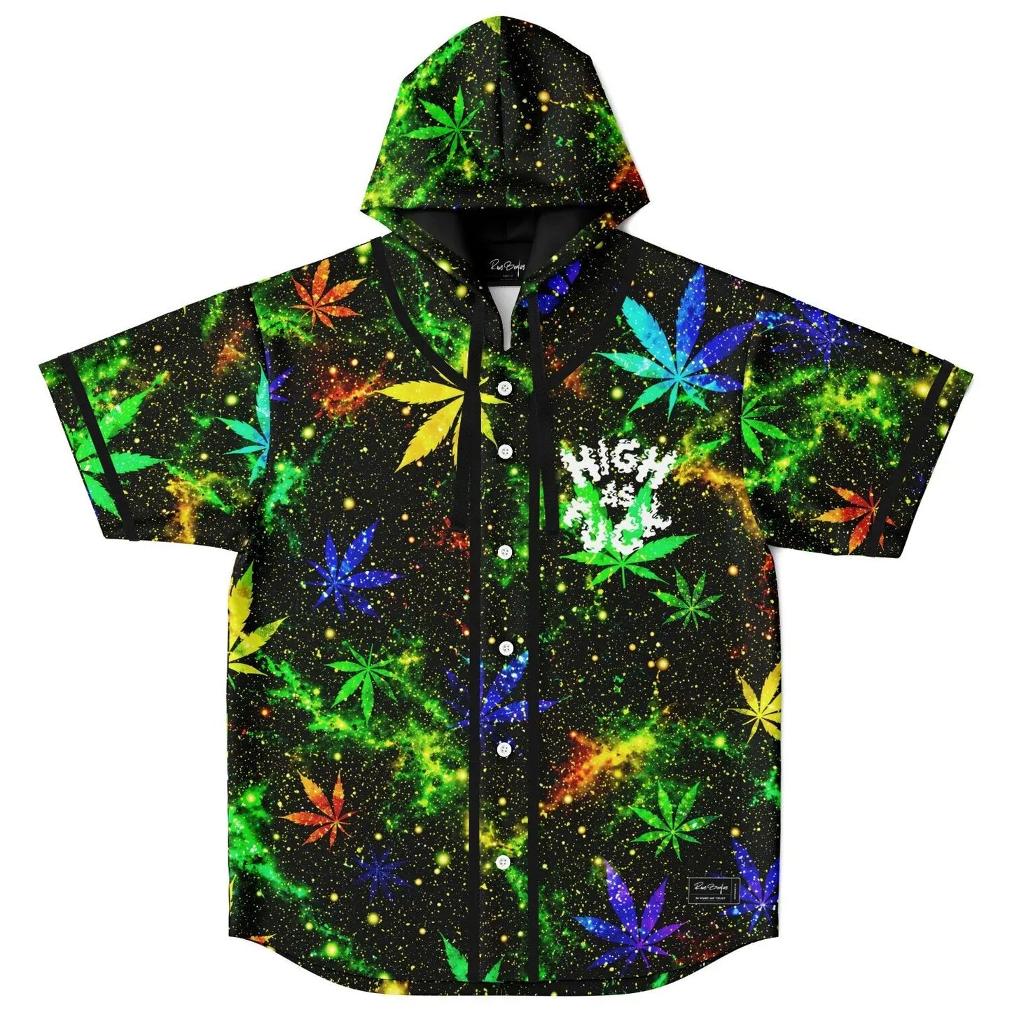 Black Cosmic Galaxy Rave Hooded Baseball Jersey