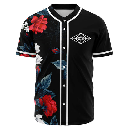 Slander Black Dark Floral Rave Baseball Jersey