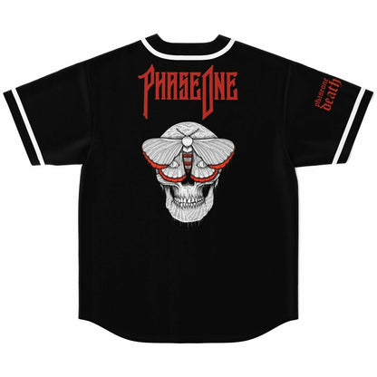 Phase One Black Chest Wordmark Rave Baseball Jersey