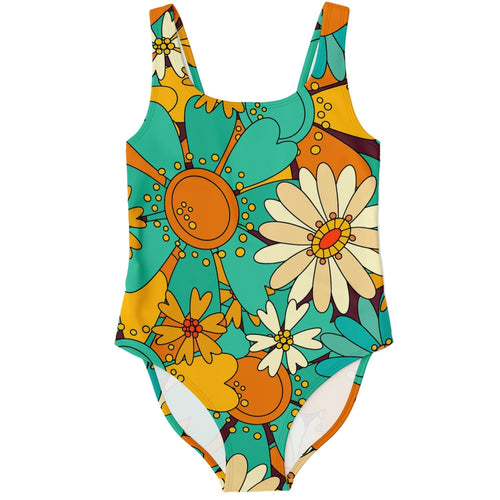 Teal Green Retro 60S Rave Swimsuit