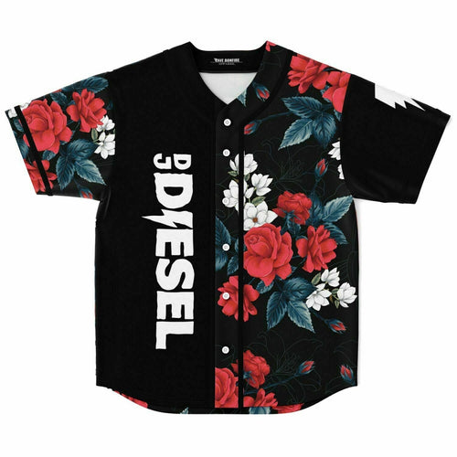 DJ Diesel Black Dark Floral Rave Baseball Jersey