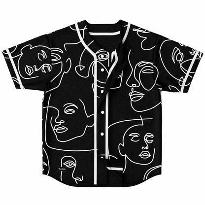 Black & White Line Art Reversible Baseball Jersey