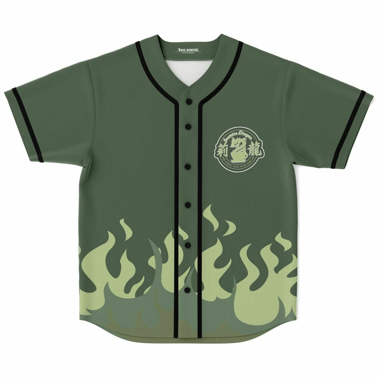 Olive Asian Dragon Rave Baseball Jersey