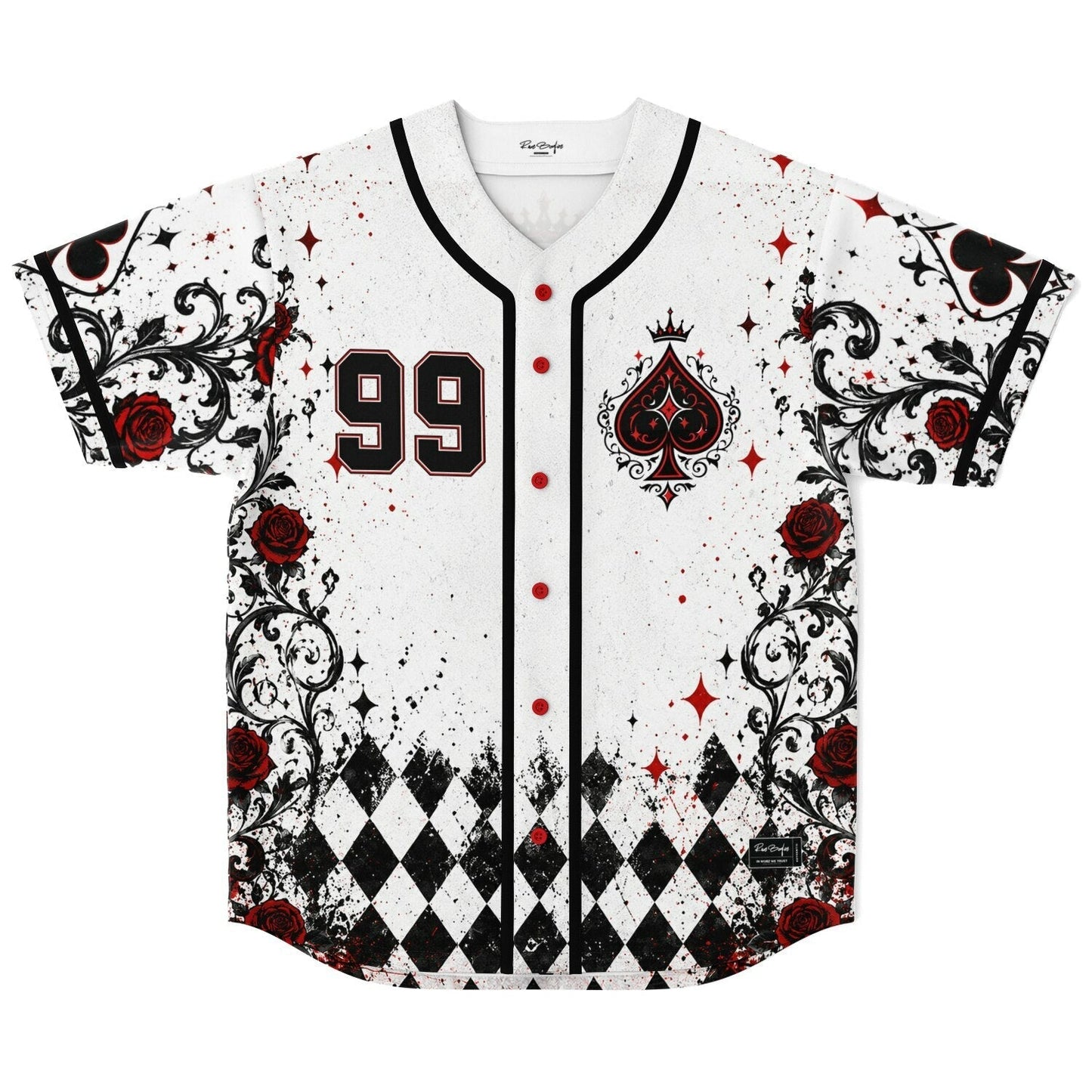 White Playing Card Rave Baseball Jersey