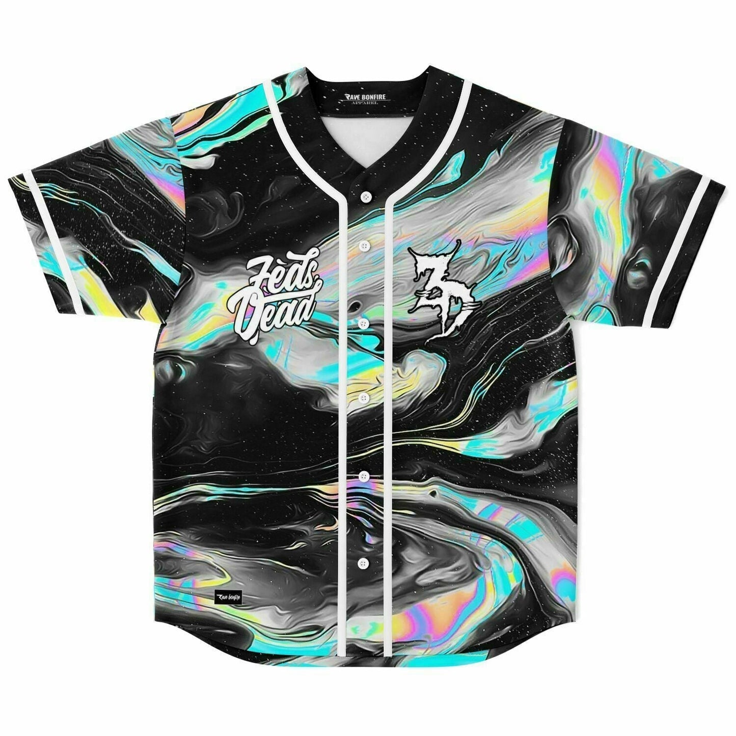 Feed Me Black Psychedelic Marbled Rave Baseball Jersey