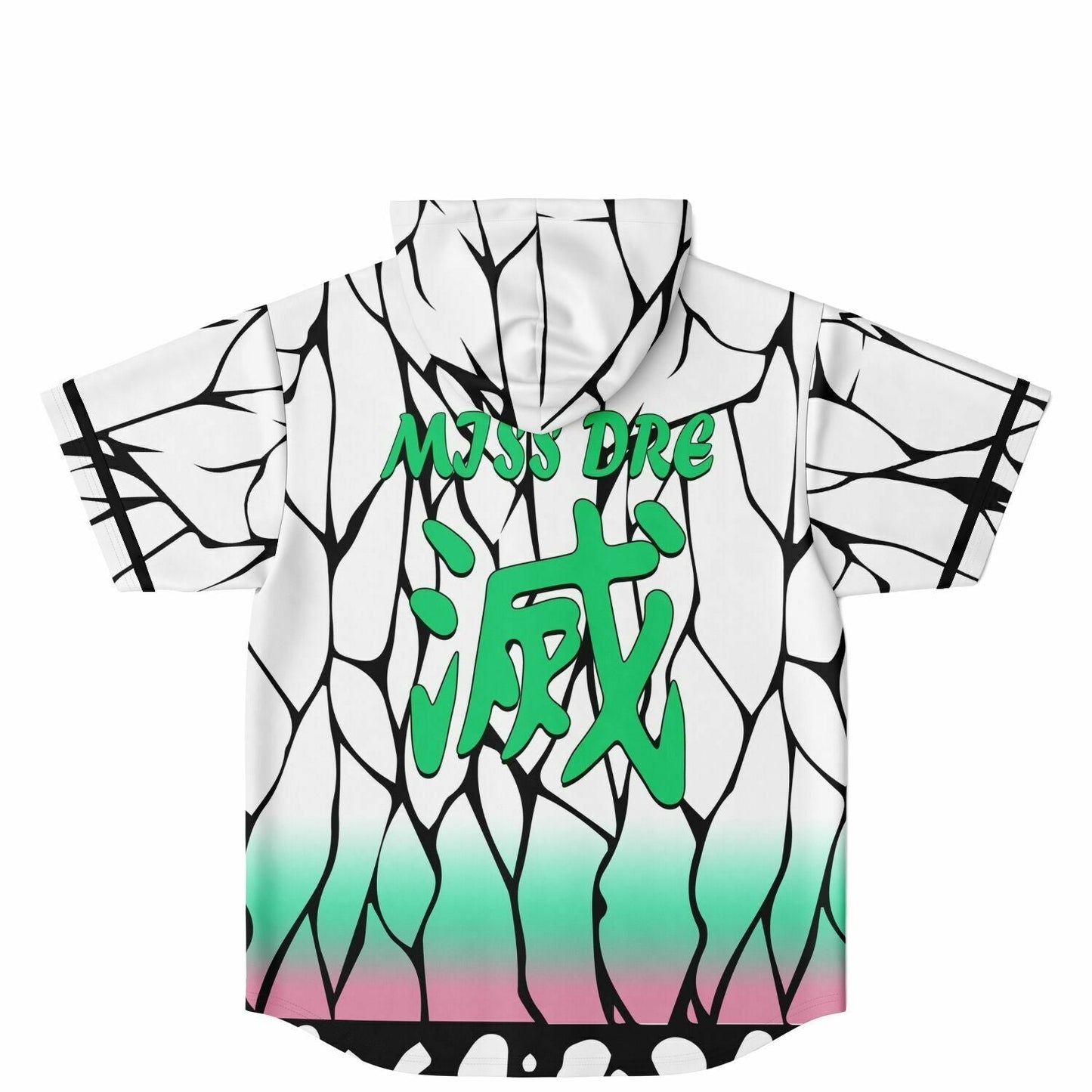 White Cracked Rave Hooded Baseball Jersey