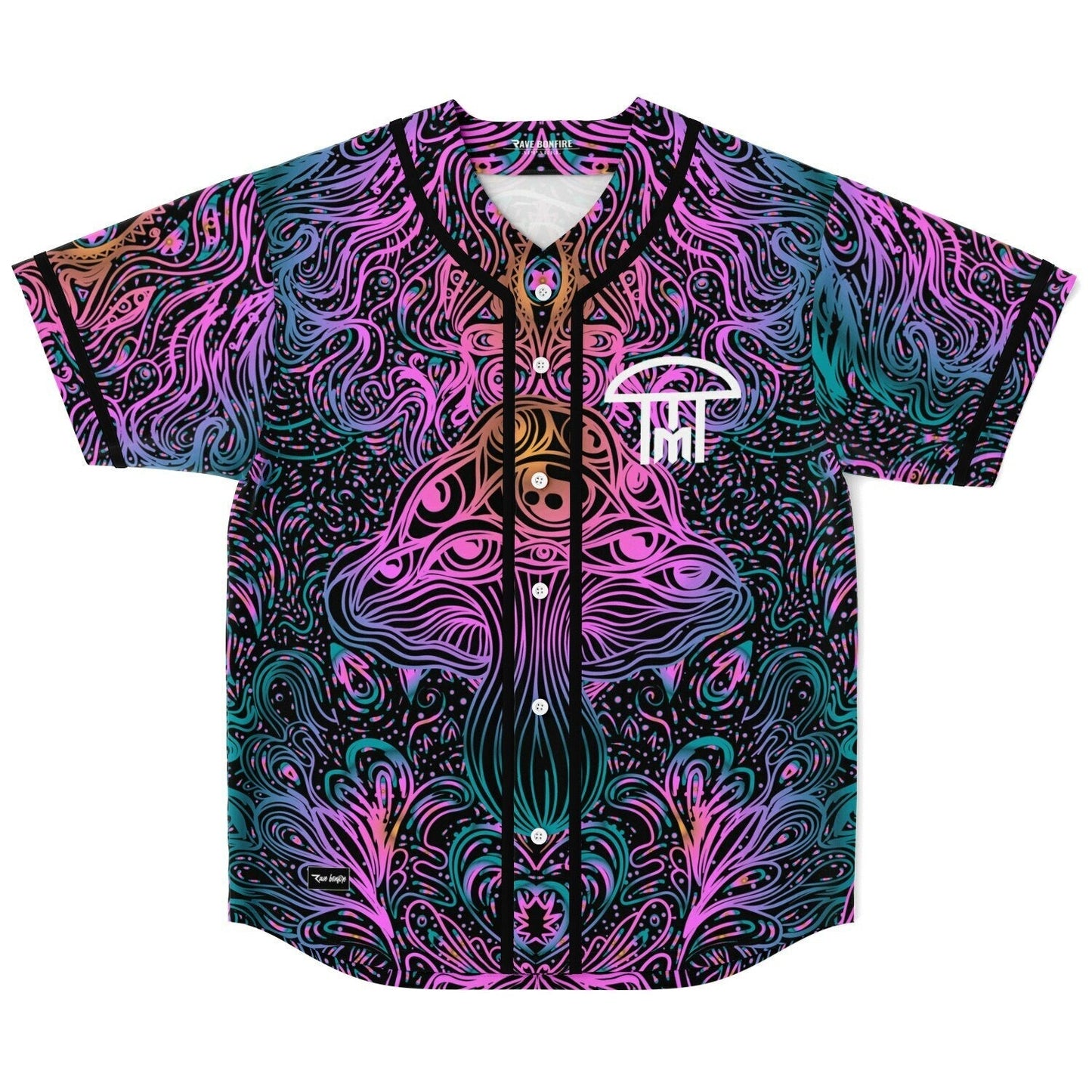Infected Mushroom Black Ornate Psychedelic Rave Baseball Jersey