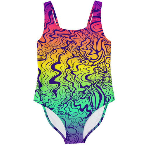 Rainbow Gradient Liquid Rave Swimsuit