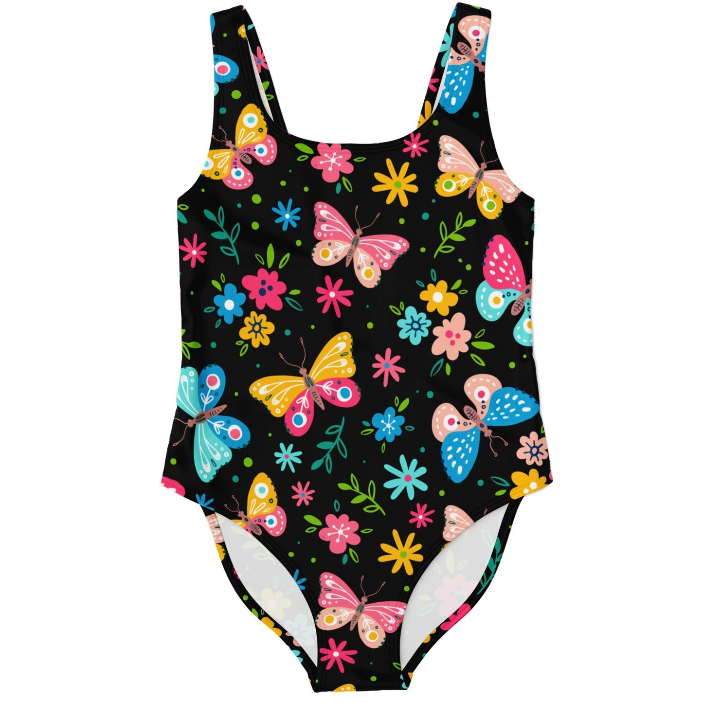 Black Butterflies Flowers Rave Swimsuit