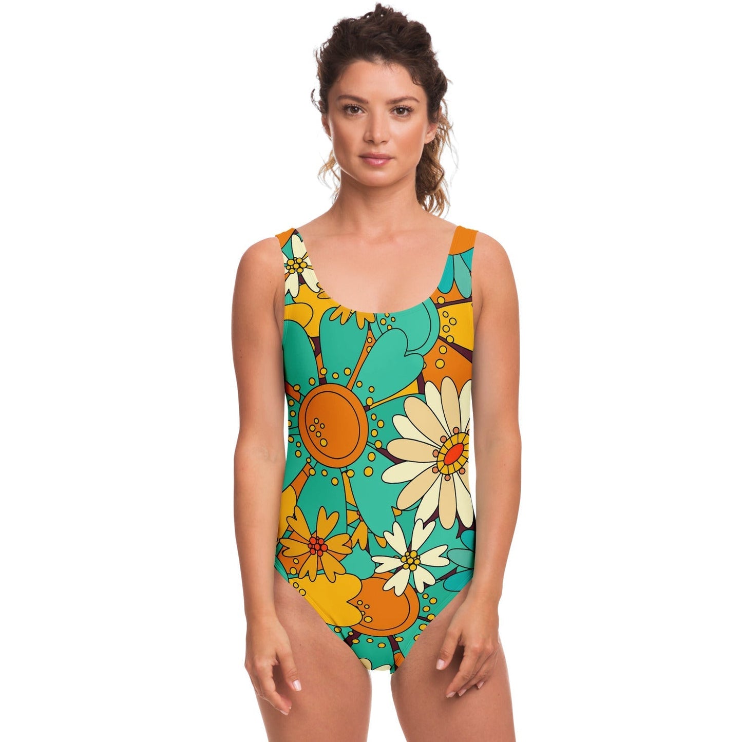 Teal Green Retro 60S Rave Swimsuit