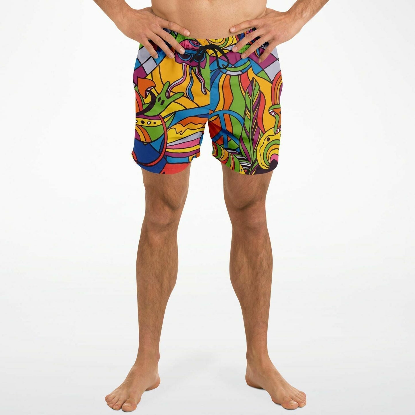 Rainbow 60S Psychedelic Rave Swim Trunks