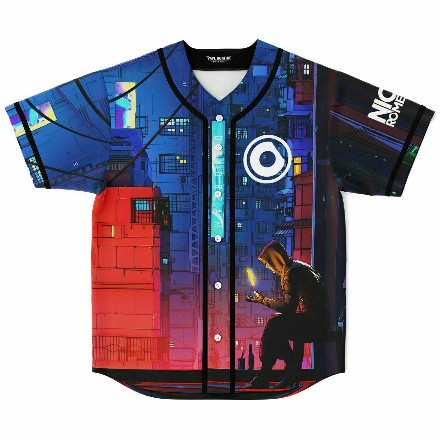 Nicky Romero Blue Red Cyberpunk Night Rave Baseball Jersey