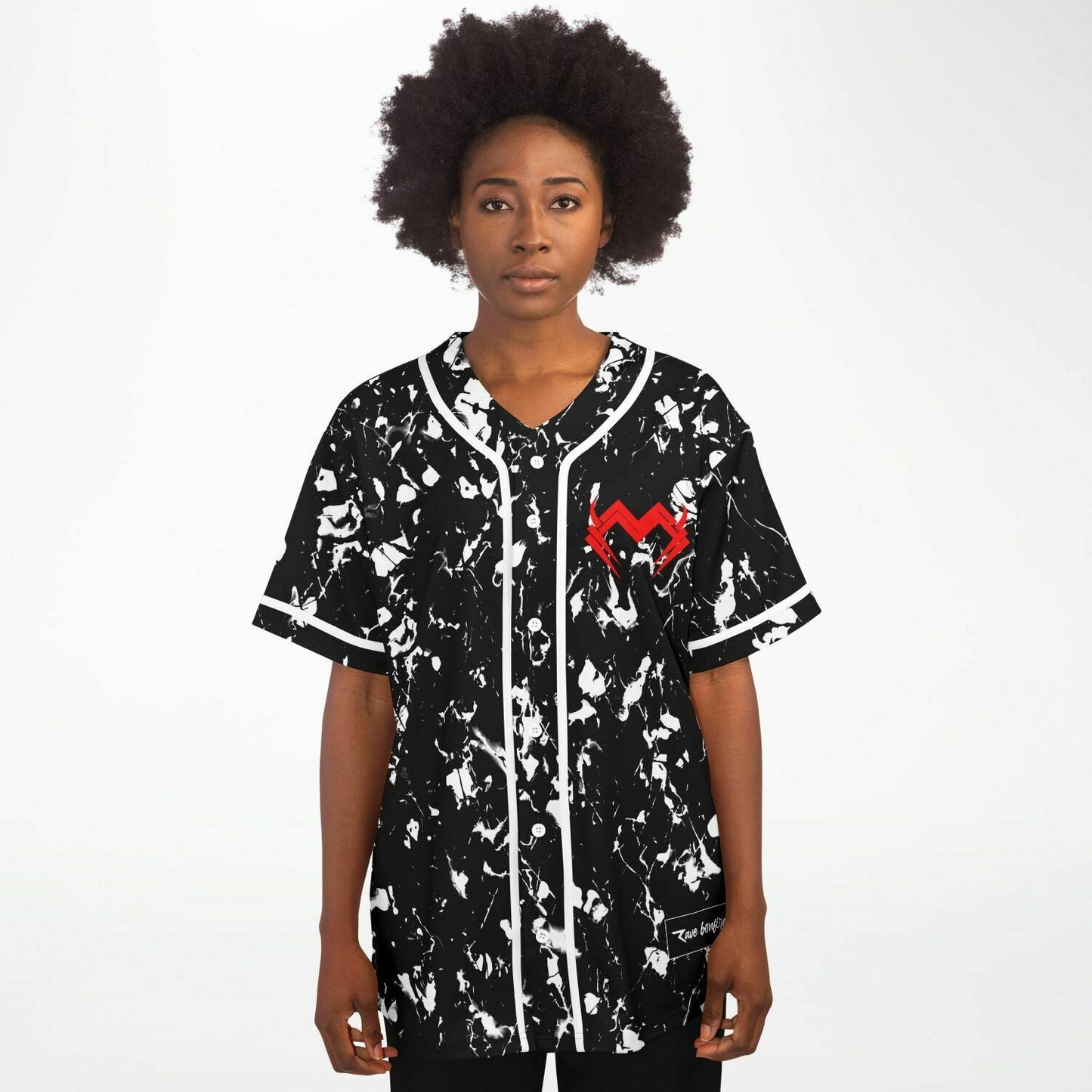 Black White Abstract Paint Rave Baseball Jersey
