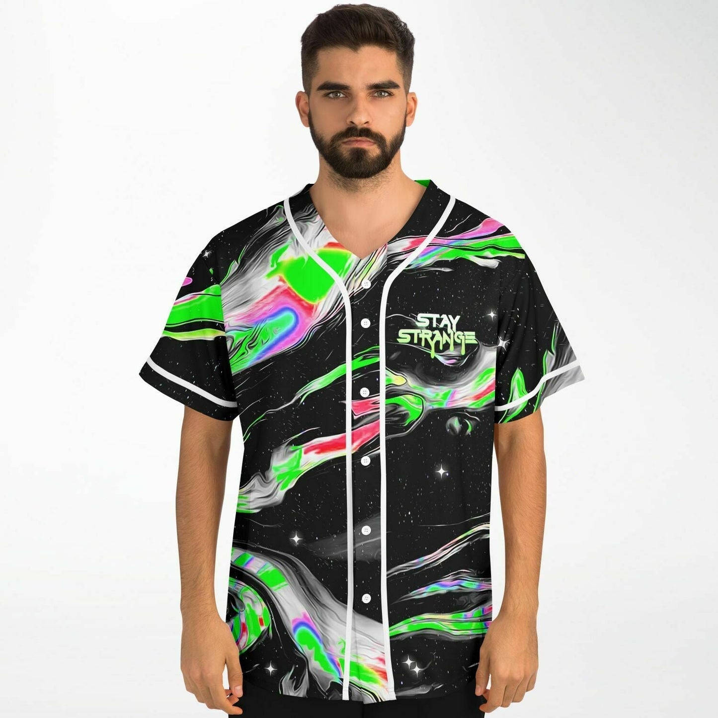 Liquid Stranger Black Marbled Rave Baseball Jersey