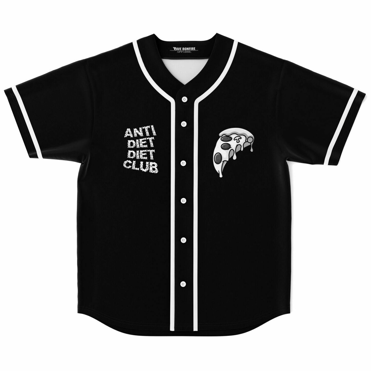 Black Text Slogan Rave Baseball Jersey