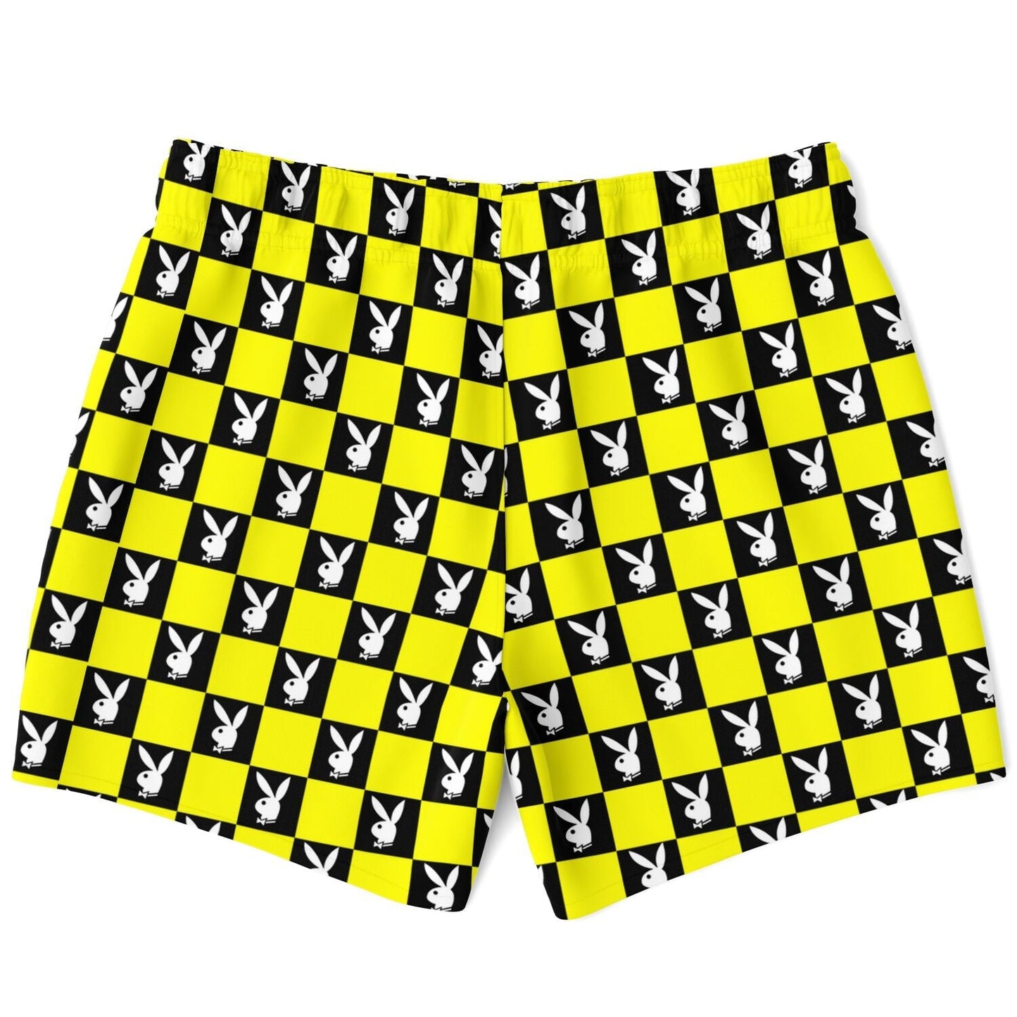 Yellow Black Checkerboard Rave Swim Trunks