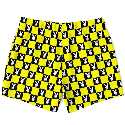Yellow Black Checkerboard Rave Swim Trunks