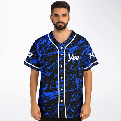 Black Abstract Paint Rave Baseball Jersey