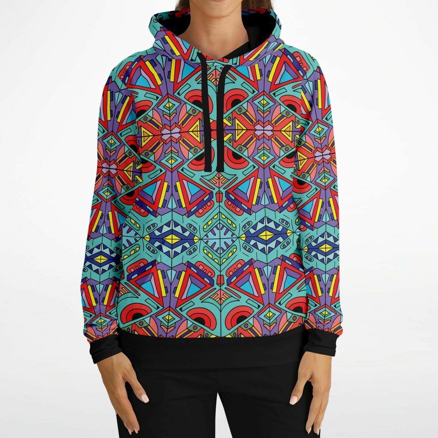 Teal Kaleidoscope Doodle Rave Hoodie