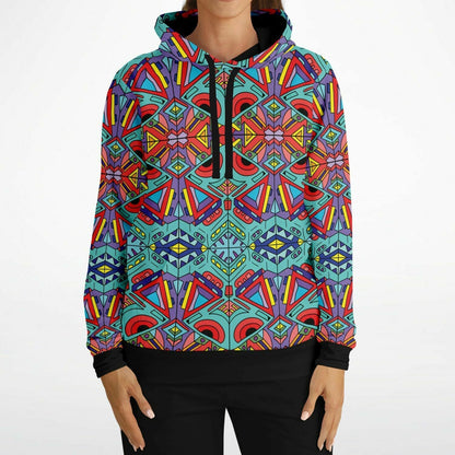 Teal Kaleidoscope Doodle Rave Hoodie