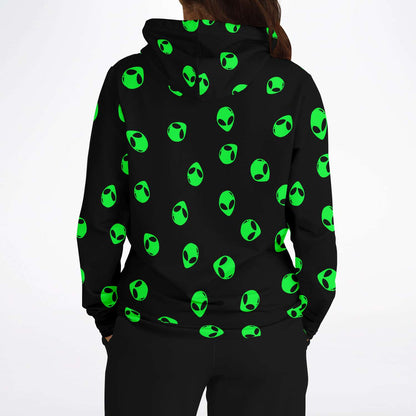 Neon Green Alien Head Black Rave Hoodie