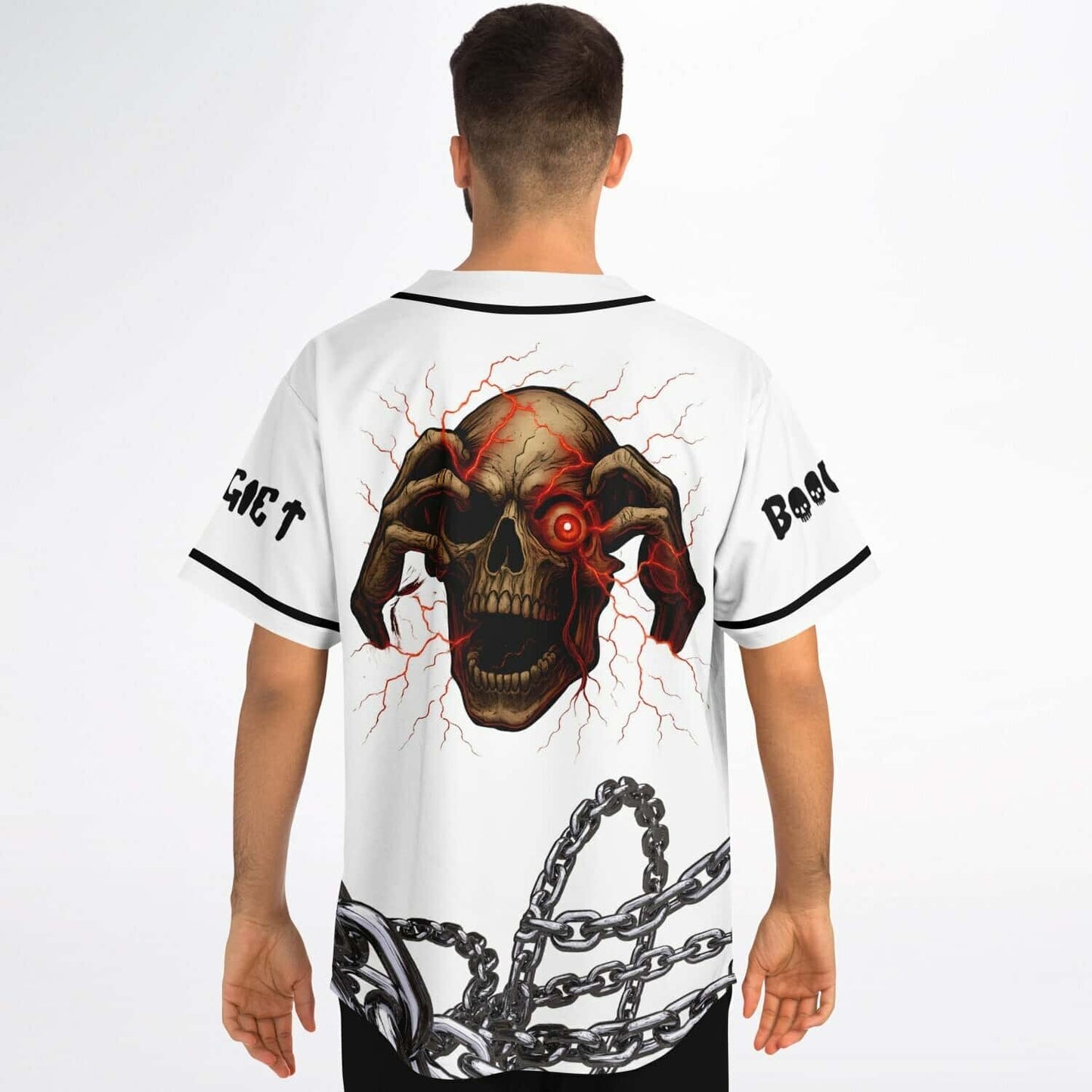 White Aged Skull Rave Baseball Jersey