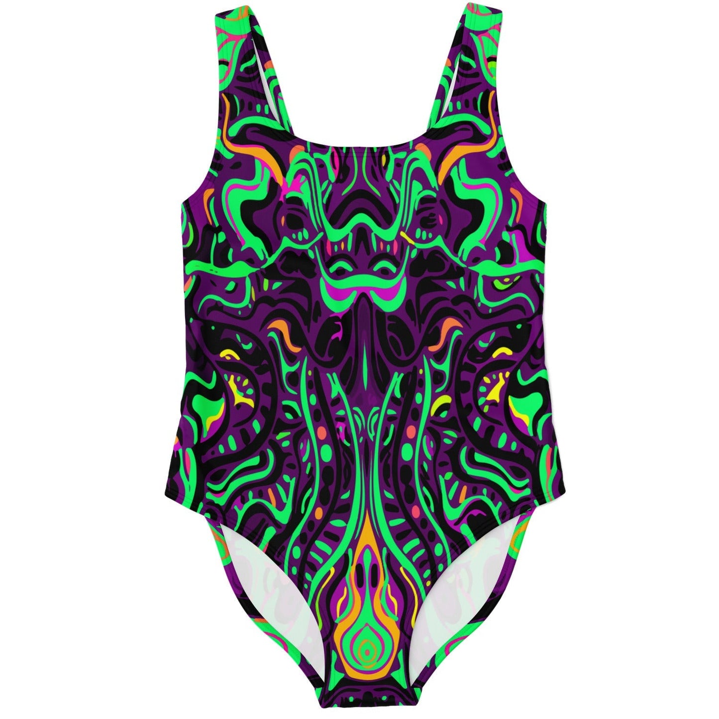 Black Symmetrical Psychedelic Rave Swimsuit