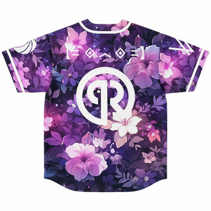 Purple Dense Floral Rave Baseball Jersey