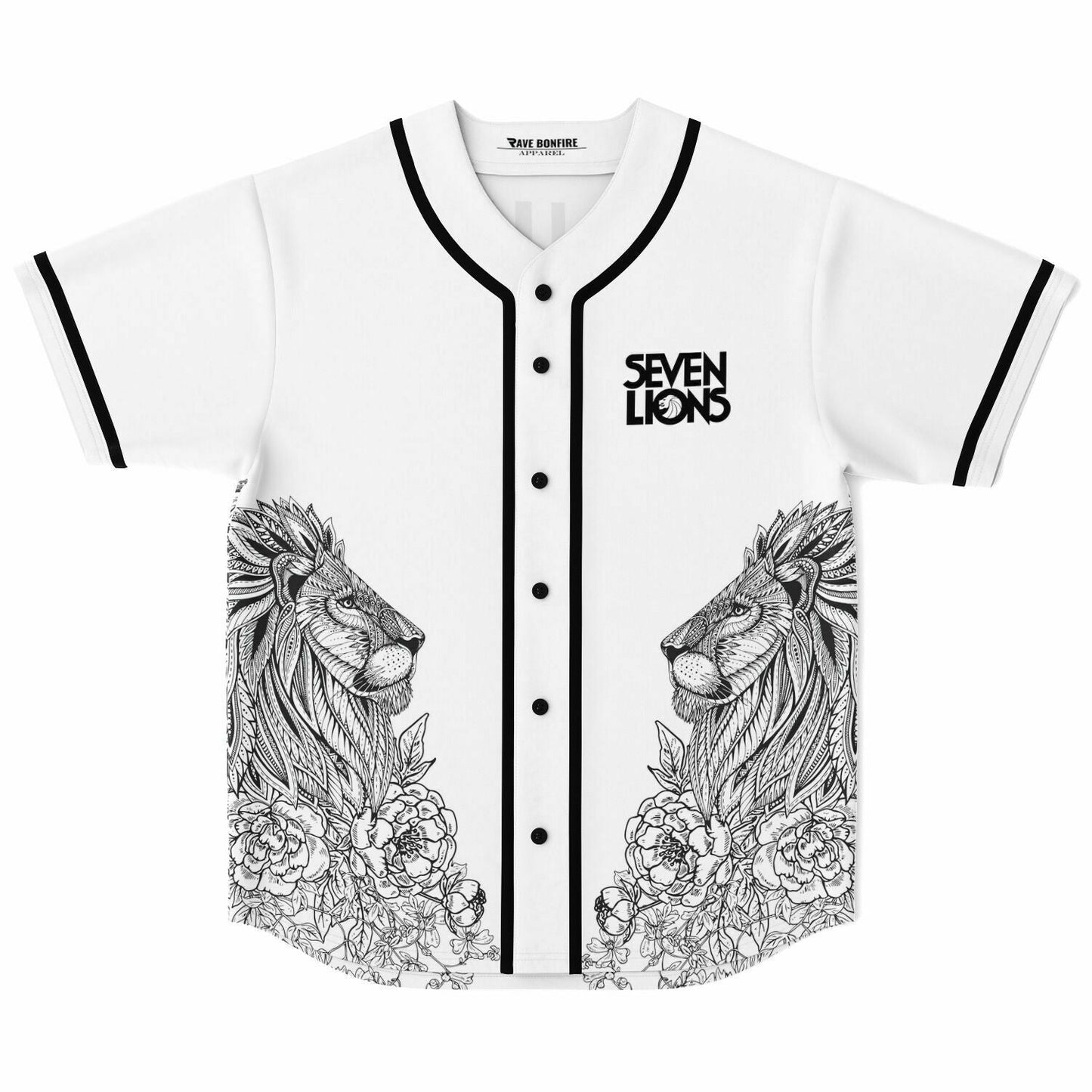 Seven Lions White Two Detailed Rave Baseball Jersey
