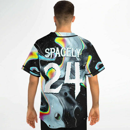 Black Psychedelic Marbled Rave Baseball Jersey