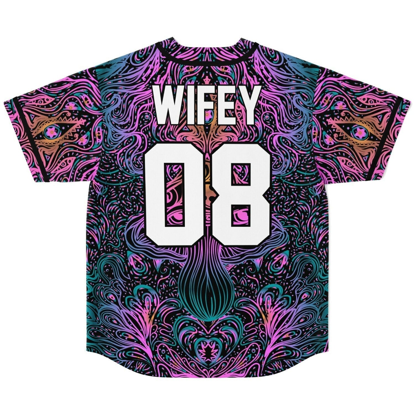 Black Psychedelic Mushroom Rave Baseball Jersey