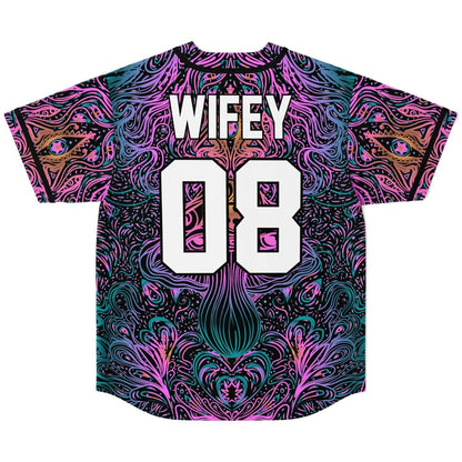 Black Psychedelic Mushroom Rave Baseball Jersey