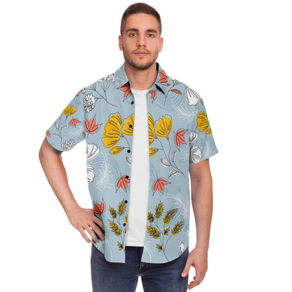 Organic Flat abstract floral short sleeve button down shirt