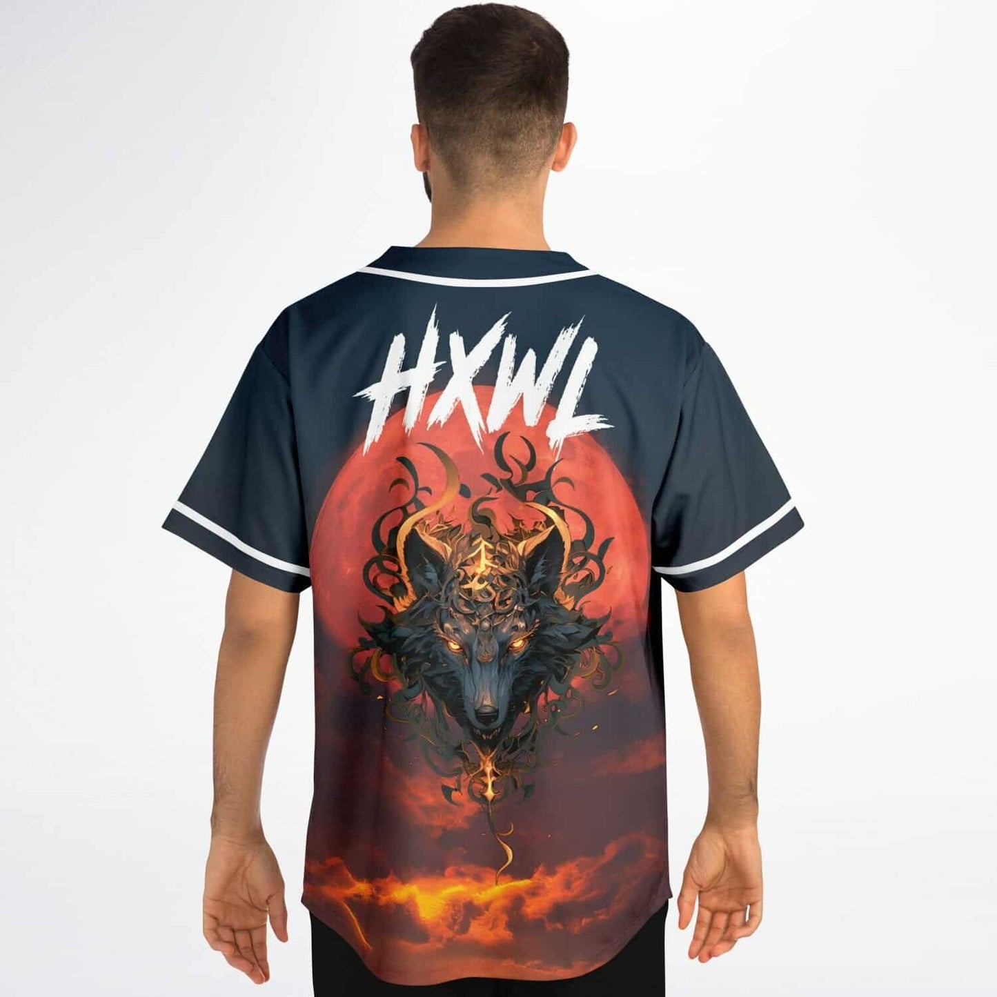 HXWL Dark Navy Demonic Wolf Rave Baseball Jersey