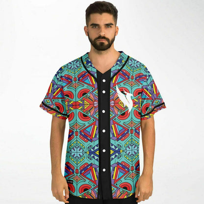 Illenium Teal Symmetrical Kaleidoscopic Rave Baseball Jersey