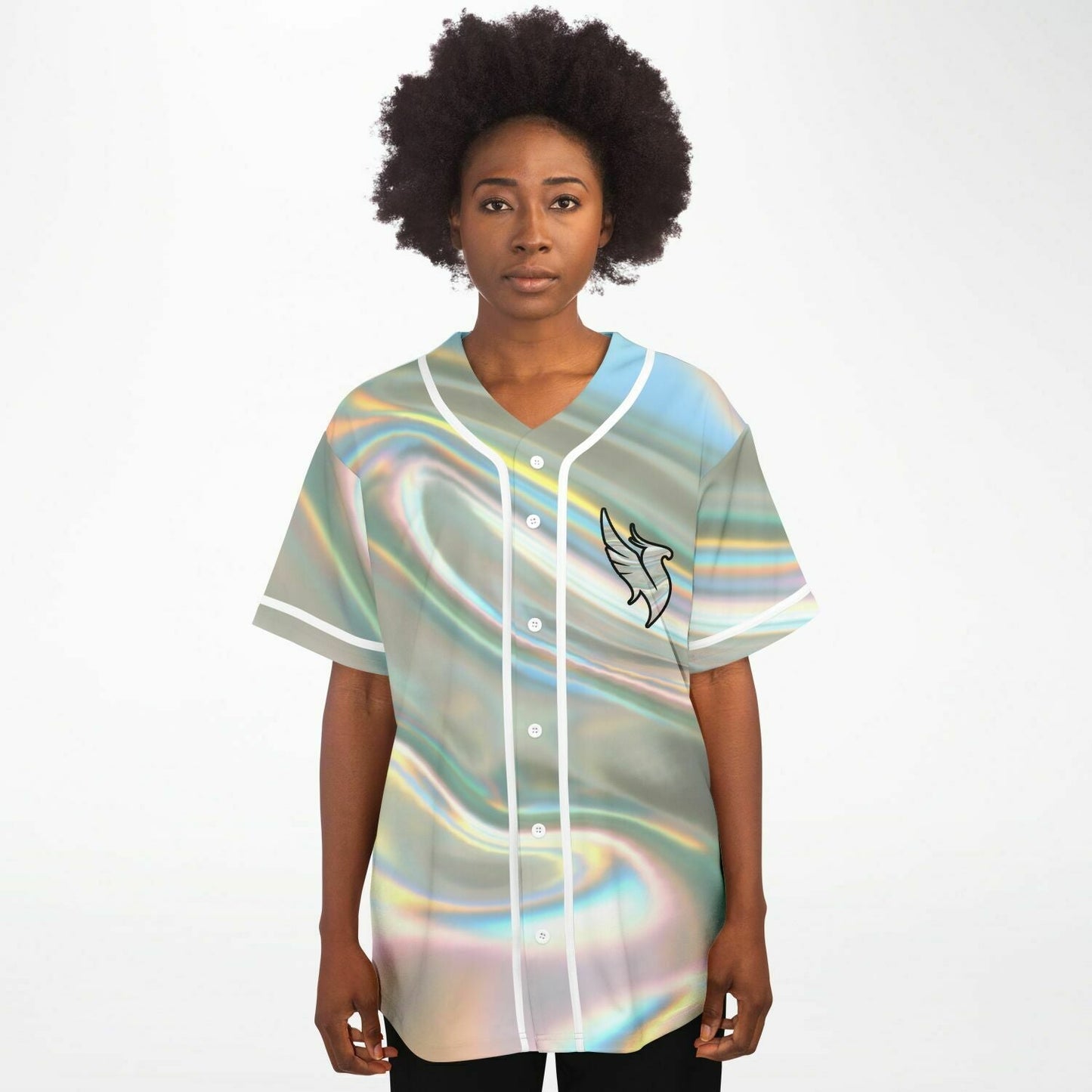 Silver Liquid Holographic Rave Baseball Jersey