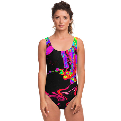Black Psychedelic Liquid Rave Swimsuit