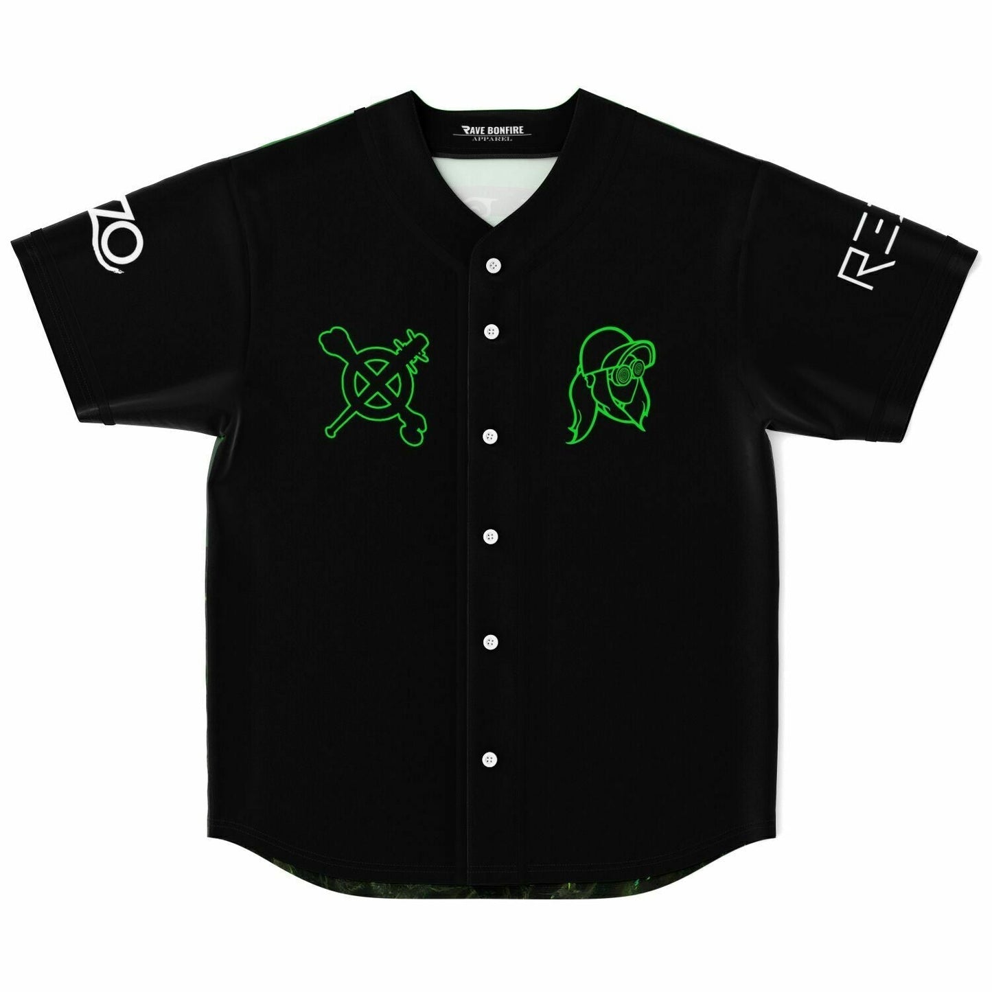 REZZ Black Green Optical Rave Baseball Jersey