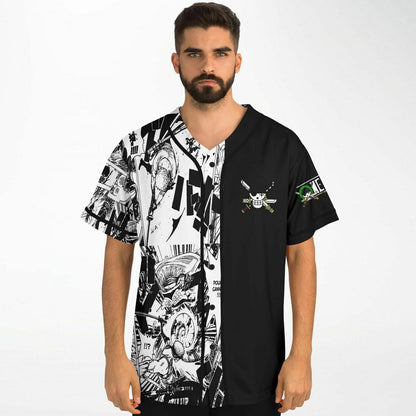 Black White Split Panel Rave Baseball Jersey